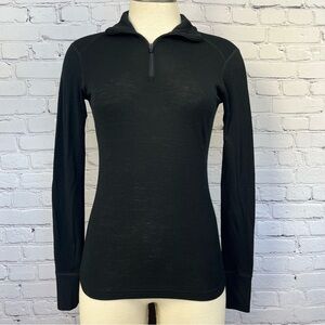 ibex 1/4 Zip Women's Merino Wool Baselayer Top Black Sz S
